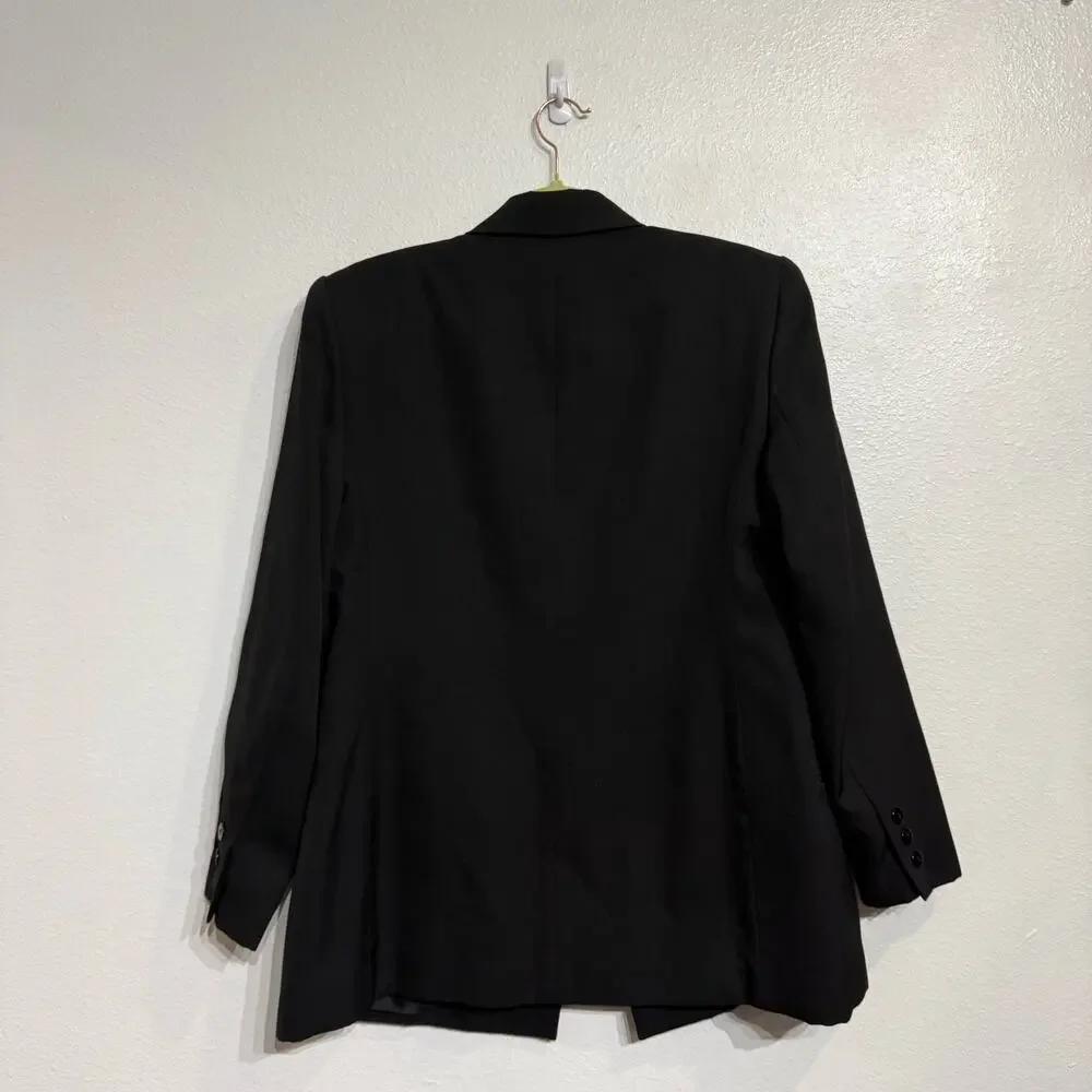 Jacqueline Ferrar Black Vintage Wool Blend Blazer Sz 6